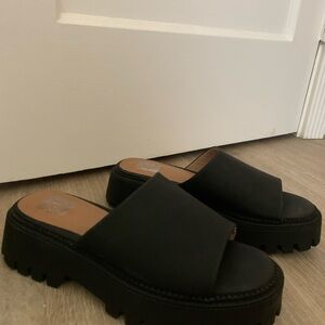 Nordstrom Black Chunky Platform Mules